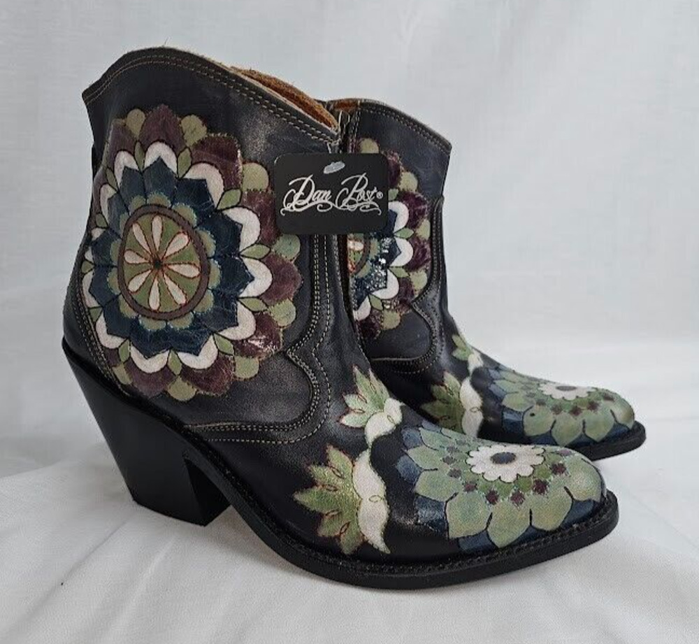 Dan Post Painted Blossom Boots Women's Size 7.5 Flower NWT